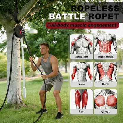 Endless Rope Trainer for Home Gym, Multifunction Tension Rope Suspension Trainer with 14 FT Closed-Loop Nylon Rope, Portable Gym Functional Trainer Cable Machine for Full Body Strength & Cardio HIIT