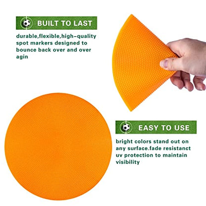 Poly Spot Markers 4inch/9 inch Non-Slip Rubber Agility Markers Flat Field Cones Floor Dots for Football, Soccer, Basketball Training Markers, School Activities, Exercise Drills, Social Distancing