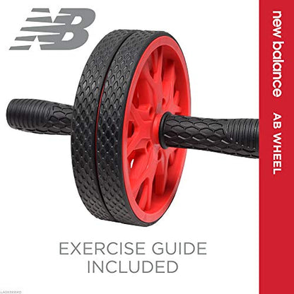 New Balance Ab Wheel - Abdominal Roller Trainer Non Skid Wheels with Sure-Grip Handles, Black/Red