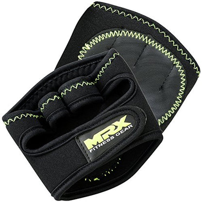 MRX Weight Lifting Gloves Grip Pads Gym Fitness Workout Training Grippy Glove Quick On Padded Palm - color: Black/Green, size: Small-Medium