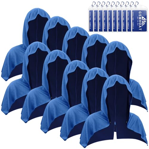 10 PCS Cooling Hoodie Towels, Head Cool Towel for Neck and Face, Sun Protection Cooling Hoodie for Sport, Workout, Gym, Outdoor Work - color: 10darkblue