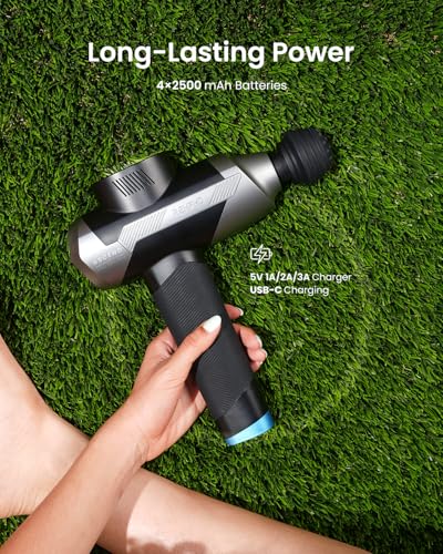 RENPHO Ascend Professional Massage Gun, Fathers Day Dad Gifts, FSA Eligible HSA, Adjustable 6-12mm Amplitude for Customized Intensity, Deep Tissue Percussion Massager with 5 Speeds, 5 Attachments - color: Haze Black