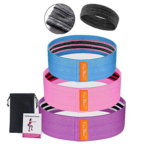Resistance Bands Exercise Bands for Legs Butt Glute Training Fit Loop Cotton Latex Head Band for Men and Women - Set of 4
