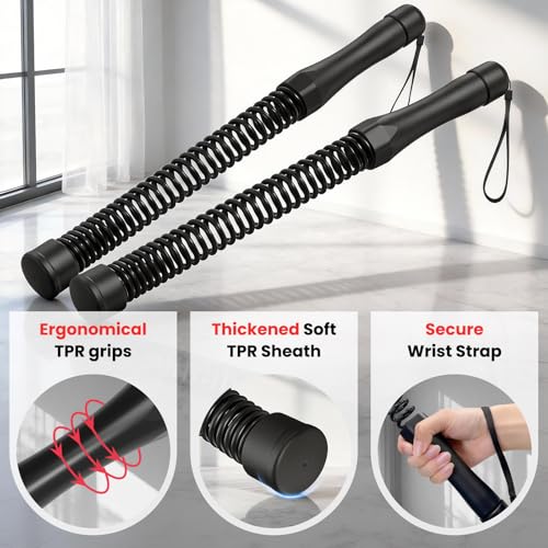 DERACY Pair of 2-in-1 Cordless Battle Ropes, Ropeless Battle Ropes for Home Gym, Portable Battle Rope, Home Workout Equipment for Men Women (Black)