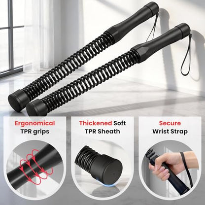 DERACY Pair of 2-in-1 Cordless Battle Ropes, Ropeless Battle Ropes for Home Gym, Portable Battle Rope, Home Workout Equipment for Men Women (Black)