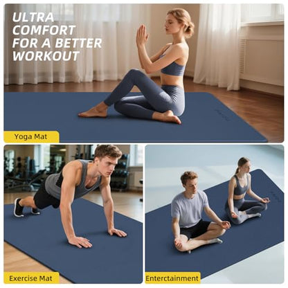 PAIDU Extra Long Wide Yoga Mat 76"x33"x2/5 Inch - Non Slip Thick Exercise Mat for Home Gym, Yoga, Pilates & Workouts