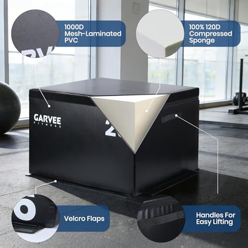 Plyo Box 6/12/20 Inch, Soft Plyometric Box, Stackable Adjustable Plyometric Jump Box, Foam Plyo Box for Home Gym, Strength Training, HIIT, Step Ups and Workouts