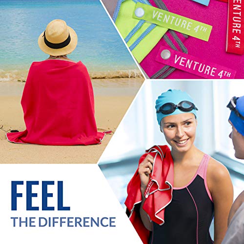 VENTURE 4TH Quick Dry Travel Towel - Fast Drying Ultra Soft Microfiber Towels - Essential for Camping, Backpacking, Yoga, Swimming, Gym, Sports and Beach - 3 Compact Sizes