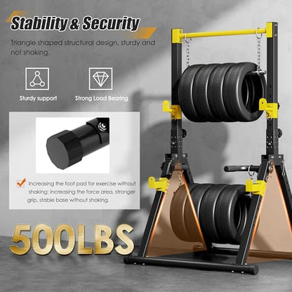 soges Foldable Power Tower, Pull Up Dip Station for Home Gym, 500 LBS Capacity Power Tower with Triangular Design, Adjustable Height Pull Up Bar for Full Body Workout - color: Yellow