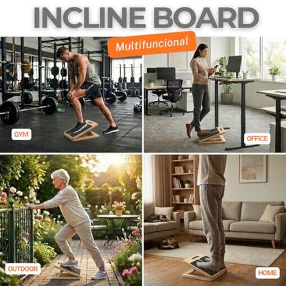 Slant Board for Adults with Adjustable Angle – Balance Boards for Adults for Stretching, Squats & Rehab – Slantboard for Calf, Ankle - Portable Velour Board for Squats, & Lower Body Training