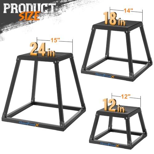 GanFindX 12/18/24" Metal Plyometric Jump Box, Heavy Duty Fitness Platform - size: 18"