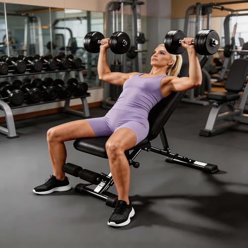 Adjustable Workout Bench, 880 LBS Workout Foldable Weight Benches for Home Gym, Heavy Duty Gym Chair for Bench Press Strength Training Exercise