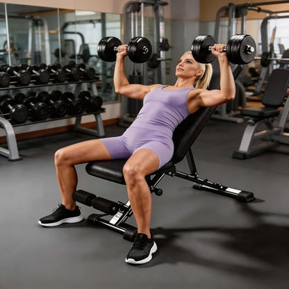 Adjustable Workout Bench, 880 LBS Workout Foldable Weight Benches for Home Gym, Heavy Duty Gym Chair for Bench Press Strength Training Exercise