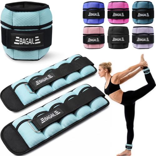 BAGAIL Ankle Wrist Weights for Women & Men, Set of 2 (Available in 0.5/1/2/3/4/5 lb Each), Wearable Leg Arm Weights with Sleek Design & Secure Fit for Walking, Running, Pilates, Home Fitness - color: Light Blue, size: Adjustable 1-5 lb Each (Up to 10 lb T