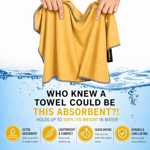 Backpacking Ultralight Quick Dry Microfiber Soft Fast Drying Hand and Face Towel Wash Cloth Camping Yoga Hiking Active Lifestyle 16x28 (Yellow, Medium) - color: Yellow, size: Medium