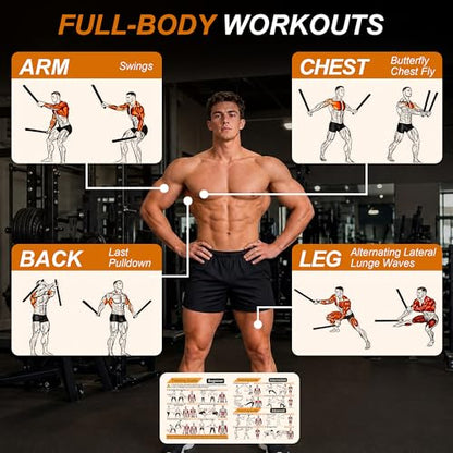 Portable Ropeless Battle Ropes, Cordless Weighted Workout Rope for Home Gym, Adjustable Resistance Training Equipment for HIIT, Cardio, Core & Full-Body Strength Fitness