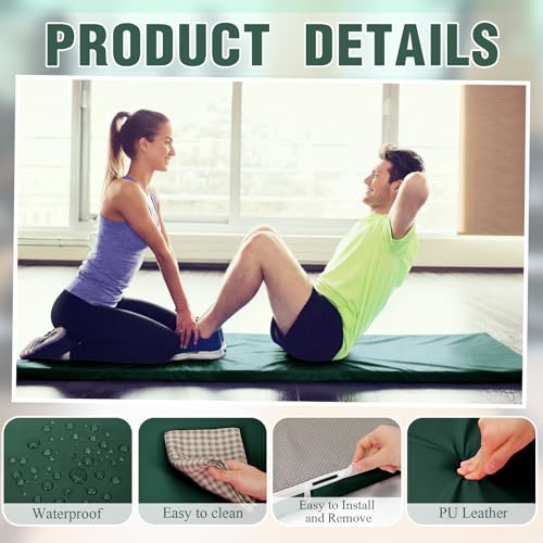 Lyrow 2 Inch 72"x24" Thick Foldable Yoga Mat with Carry Strap, Non-slip Portable Foam Gym Mat for Yoga, Pilates and Stretching - color: Dark Green