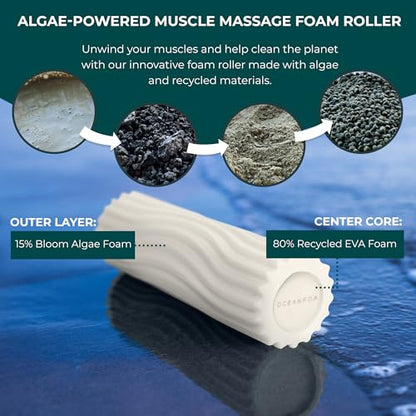 Ripple Travel Foam Roller (11" x 3.35") Firm Mini Foam Roller for Physical Therapy, Deep Tissue Massage, Back Pain - High Density, Ergonomic Wave Textured - Yoga, Pilates, Exercise (Natural)