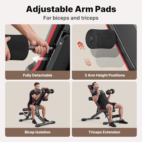 YOLEO 1100LB Adjustable Weight Bench with Bench Press Stand, Foldable Workout Bench with Extended Head/Elbow Pad(for Users up to 7')