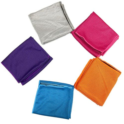 5 Pack Cooling Towel 47"x13.78"(120x35cm) Microfiber, Soft Breathable Chilly Towel Stay Cool for Yoga, Sport, Gym, Workout, Camping, Fitness, Running(5, Grey+Blue+Rose Red+Purple+Orange)