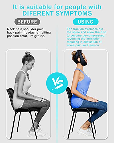 Cervical Neck Traction Device Over Door for Home Use, Portable Neck Stretcher Hammock for Neck Pain Relief, Physical Therapy AIDS for Neck Decompressor.