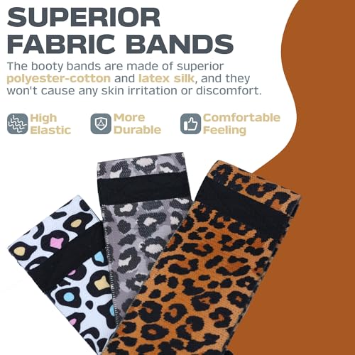 Booty Bands, 3 Levels Hip Bands, Polyester-Cotton and Latex Silk Workout Bands Resistance Bands for Home, Gym, Fitness, Pilates, Yoga (Pack of 3) - style: Leopard-New