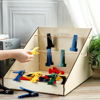 25 Pcs Graded Pinch Pin Exerciser, Finger Exerciser Hand Exercise Equipment with Wooden Storage Stand Occupational Trainer Tools Pinch Hand Clips for Conditioning Grip Strength Trainer
