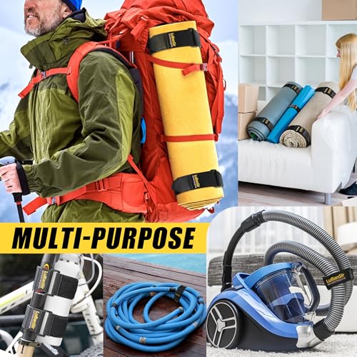 Cinch Straps - 2" x 18" (6 Pack) Elastic Hook and Loop Storage Straps with Buckle for Bicycle, Truck, Boat and More for Extension Cords, Ropes, Hoses Organization - Black