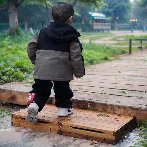 Wooden Platform 3.7" Height.One Step Stool Larger 31.5" for Adults&Senior. Carbonization Porch Step,Stair Assist Indoor&Outdoor,Bedside Foot Stepper,Mobility Stepping.for Handicap,Elderly,Kids