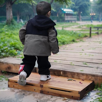 Wooden Platform 3.7" Height.One Step Stool Larger 31.5" for Adults&Senior. Carbonization Porch Step,Stair Assist Indoor&Outdoor,Bedside Foot Stepper,Mobility Stepping.for Handicap,Elderly,Kids