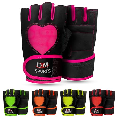 DXM SPORTS Workout Gloves for Women with Wrist Support - Weight Lifting Gloves for Gym, Cycling, Training - Exercise Gloves for Women - color: Pink, size: X-Small