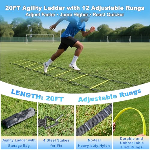 Soccer Goals for Backyard Soccer Goal 12x6 Big 10x6.5 8x6 6x4FT Soccer Goals for Youth Adults and Kids Large Metal 2" Goal Post with Agility Ladder and Target Net Soccer Cones Practice Equipment