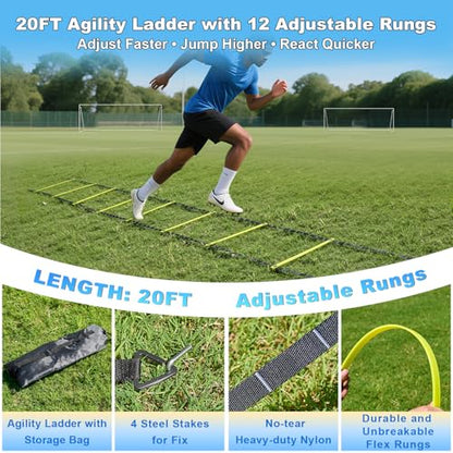 Soccer Goals for Backyard Soccer Goal 12x6 Big 10x6.5 8x6 6x4FT Soccer Goals for Youth Adults and Kids Large Metal 2" Goal Post with Agility Ladder and Target Net Soccer Cones Practice Equipment