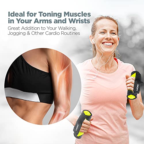Logest Soft Hand Weights - Adjustable Neoprene Dumbbells (1LB, 2LB, 3LB, 4LB) - Red, Yellow, Blue, Purple - Velcro Straps - Weight Training, Walking, Jogging, Aerobics, Yoga - color: Yellow,Blue,Purple, size: 2LB 3LB 4LB Set