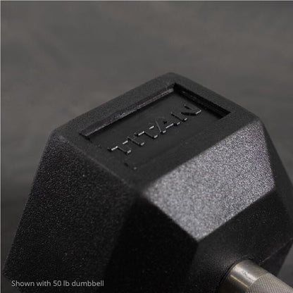 Titan Fitness Free Weights, Rubber Coated Hex Dumbbell, Straight Stainless Steel Handle, Strength Training, Full Body Workout - style: 30 pound Single