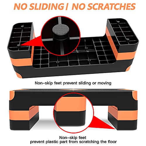 GYMMAGE Aerobic Exercise Step, Adjustable Height, - color: Orange