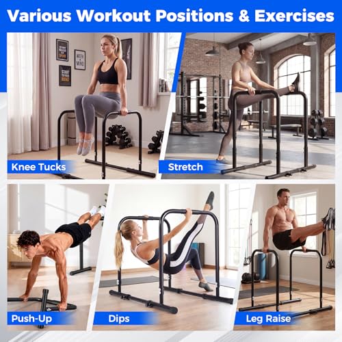 Goplus Adjustable Dip Bar, Heavy Duty Parallette Push Up Stand with 660 LBS Capacity, Anti-Slip Foam Grips, Portable Fitness Workout Dip Station for Home Gym, Calisthenics - size: 2 Side Locked