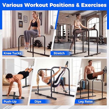 Goplus Adjustable Dip Bar, Heavy Duty Parallette Push Up Stand with 660 LBS Capacity, Anti-Slip Foam Grips, Portable Fitness Workout Dip Station for Home Gym, Calisthenics - size: 2 Side Locked