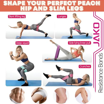 Non-Slip Hip Resistance Bands for Working Out - Fabric Elastic Exercise Bands Strength Training, Physical Therapy, Pilates & Yoga - Booty Workout Bands for Women/Men Legs & Thigh Glutes