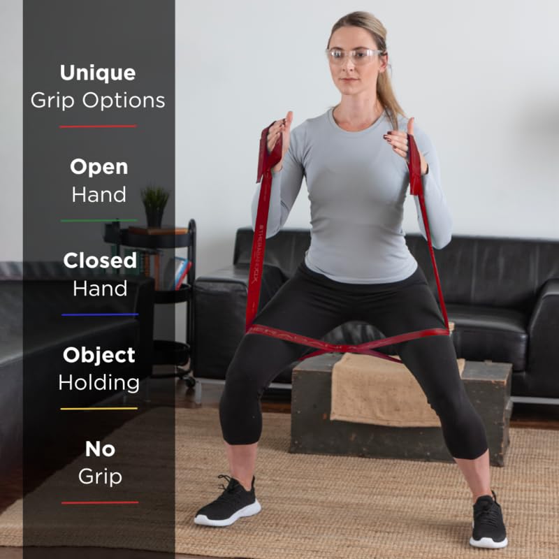 THERABAND CLX Resistance Band with Loops, Fitness Band for Home Exercise and Full Body Workouts, Portable Gym Equipment - color: Red - Medium