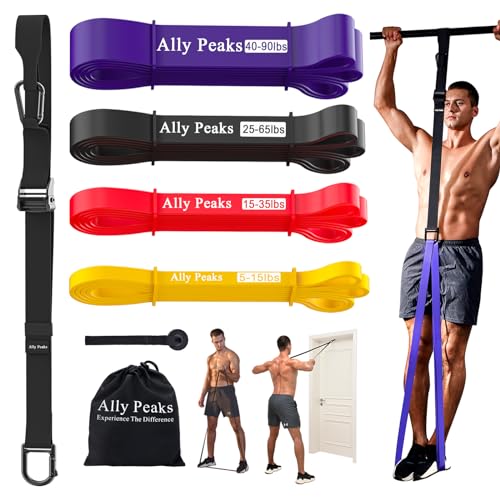 Ally Peaks Pull Up Assistance Bands，Heavy Duty Resistance Band for Pull Up Bar，Adjustable Weight/Size with Fabric Feet/Knee Rest Pull up bands,Up to 410lbs Assistance，resistance bands and assist bands