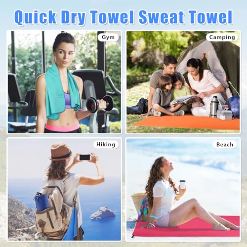 2 Pack Microfiber Travel Towel, Quick Dry Towel Camping Towel Beach Towel Super Absorbent Compact Lightweight Sports Gym Towels Set for Beach, Gym, Hiking, Pool, Backpacking, Bath, Yoga