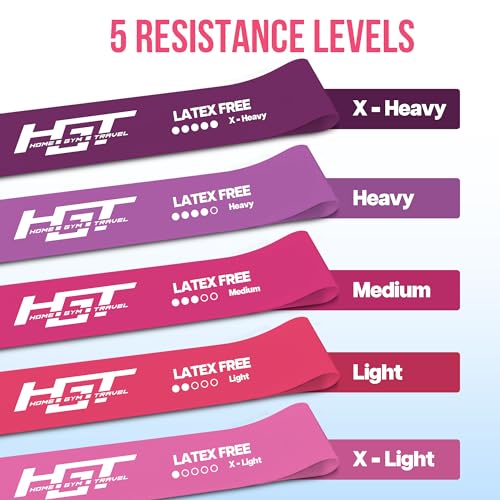 HGT Resistance Bands Set - Latex-Free Booty Bands for Women & Men - Supports Stretching, Yoga, PT, Glutes & Legs Training - Exercise Equipment for Home/Gym Workouts
