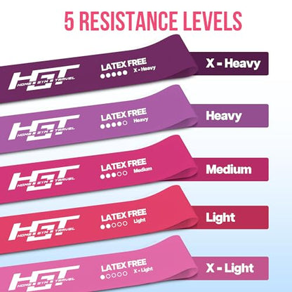HGT Resistance Bands Set - Latex-Free Booty Bands for Women & Men - Supports Stretching, Yoga, PT, Glutes & Legs Training - Exercise Equipment for Home/Gym Workouts