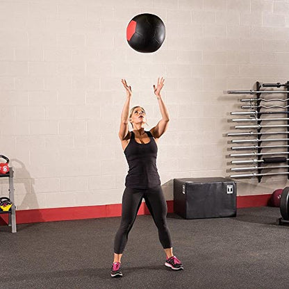 Body-Solid Tools (BSTSMB18) Soft Shell Medicine Ball – Non Bouncing Wall Balls for Strength Training, Weight Loss Workout, Core Exercise and Home Gym Fitness, Black, 18lb Weight