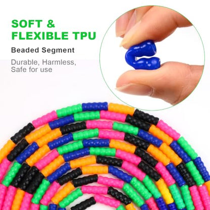 Coolrunner 16 FT Long Jump Rope(2 PACK), Double Dutch Jump Ropes, Soft Beaded Skipping for Kids Adults, Plastic Segmented Long Enough for 4-5 Jumpers - color: Green