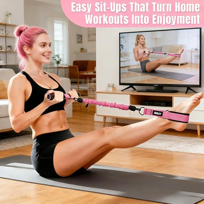 3 Tube Adjustable Pedal Resistance Band with Handle, Home Gym Equipment for Women – Targets Abs, Core, Waist, Arm & Leg, Sit Up Exercise Tool, Upgraded Multifunction Toning Bands for Abdomen & Glutes