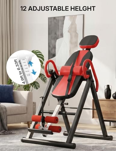 YOLEO Gravity Inversion Table for Back Pain Relief 2026 New Inversion Table w/Lumbar Support Easy to Assemble Back Stretcher Machine 300 lbs