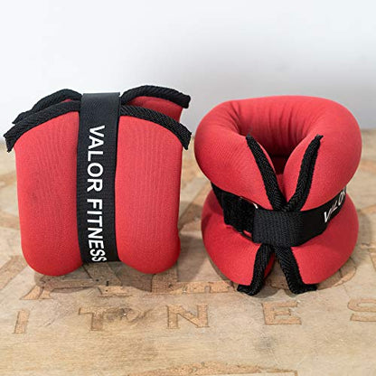 Valor Fitness Wrist or Ankle Weight Sets - 2 lb Pair or 3 lb Pair Plus Bundle Option- Velcro and Steel Loop Closure - Home Gym Workout Gear