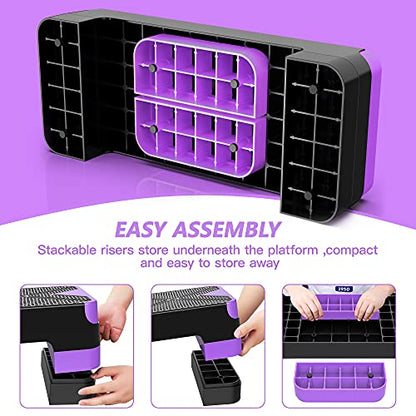 GYMMAGE Aerobic Exercise Step, Adjustable Height, - color: Purple
